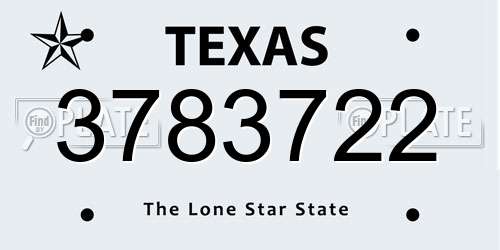 3783722 Texas License Plate
