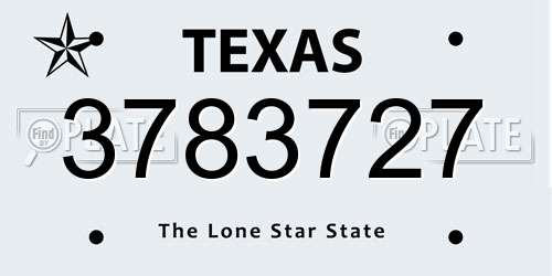 3783727 Texas License Plate