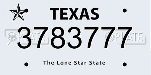 3783777 Texas License Plate