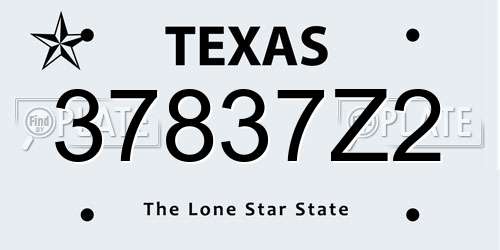 37837Z2 Texas License Plate