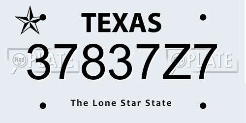 37837Z7 Texas License Plate