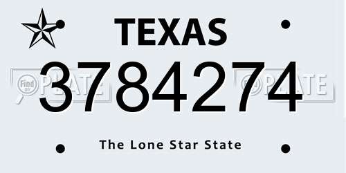 3784274 Texas License Plate