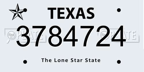 3784724 Texas License Plate