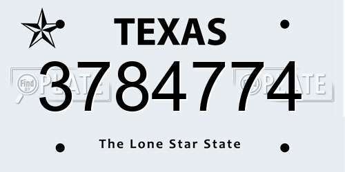 3784774 Texas License Plate