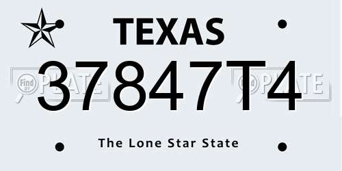37847T4 Texas License Plate