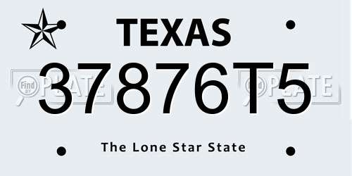 37876T5 Texas License Plate