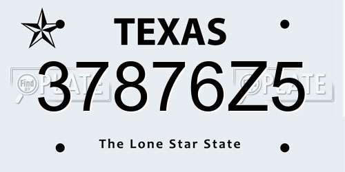 37876Z5 Texas License Plate