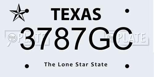 3787GC Texas License Plate