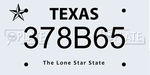 378B65 Texas License Plate