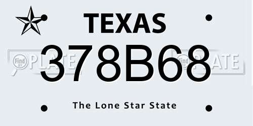 378B68 Texas License Plate