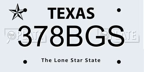 378BGS Texas License Plate