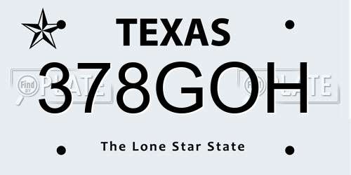 378GOH Texas License Plate