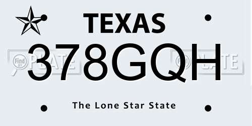 378GQH Texas License Plate