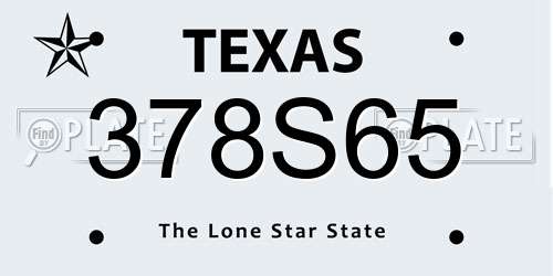 378S65 Texas License Plate