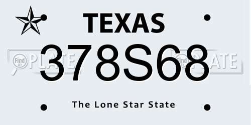 378S68 Texas License Plate