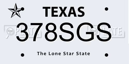 378SGS Texas License Plate