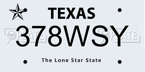 378WSY Texas License Plate