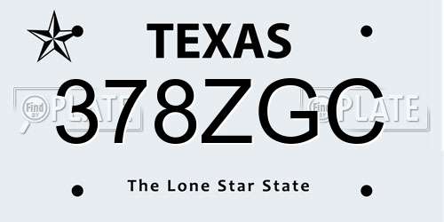 378ZGC Texas License Plate