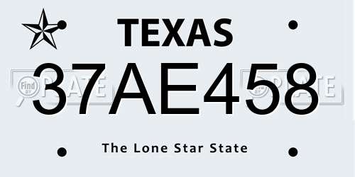 37AE458 Texas License Plate
