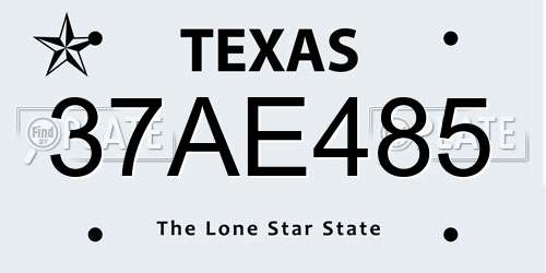 37AE485 Texas License Plate
