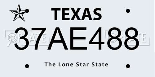37AE488 Texas License Plate