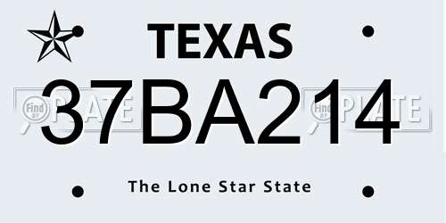 37BA214 Texas License Plate