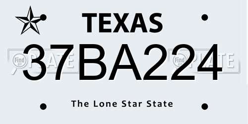 37BA224 Texas License Plate