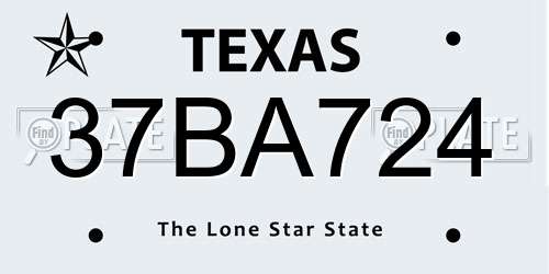 37BA724 Texas License Plate