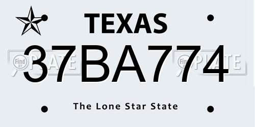 37BA774 Texas License Plate