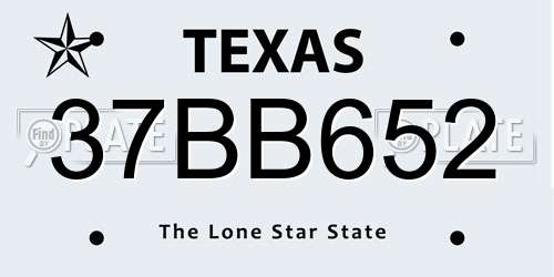 37BB652 Texas License Plate