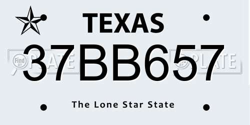37BB657 Texas License Plate