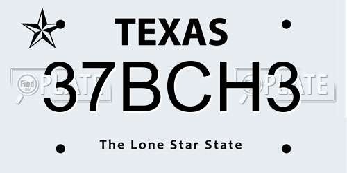 37BCH3 Texas License Plate