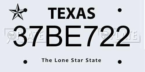 37BE722 Texas License Plate