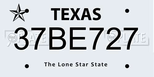 37BE727 Texas License Plate