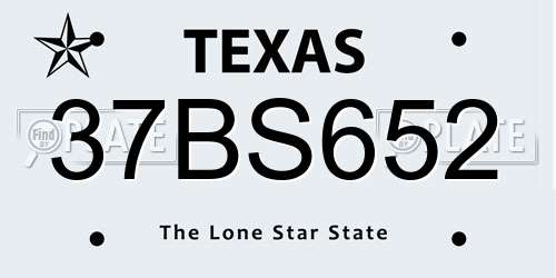 37BS652 Texas License Plate