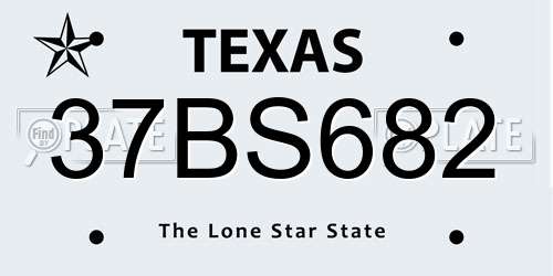 37BS682 Texas License Plate