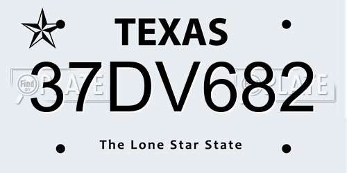 37DV682 Texas License Plate