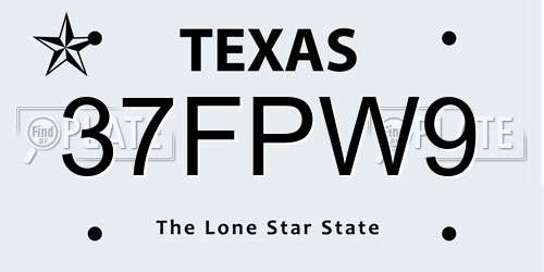 37FPW9 Texas License Plate