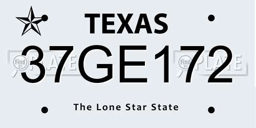 37GE172 Texas License Plate