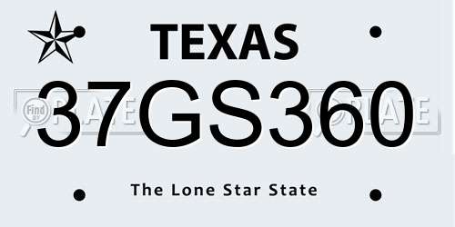 37GS360 Texas License Plate