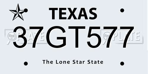 37GT577 Texas License Plate