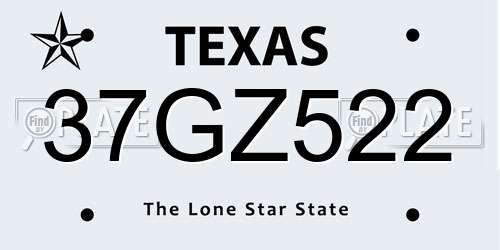 37GZ522 Texas License Plate