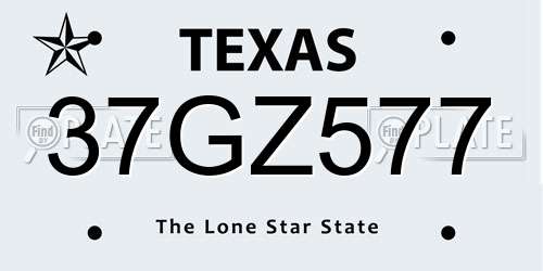 37GZ577 Texas License Plate
