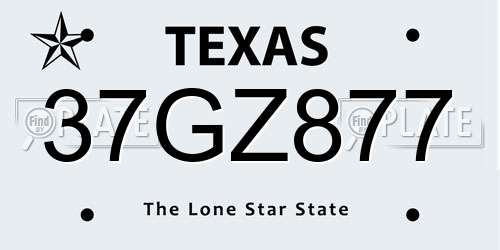 37GZ877 Texas License Plate