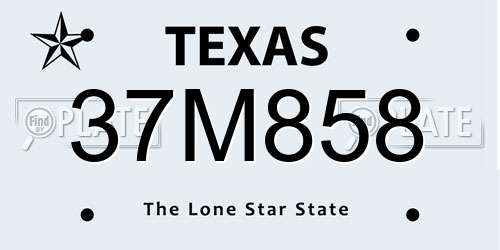 37M858 Texas License Plate