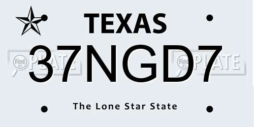 37NGD7 Texas License Plate