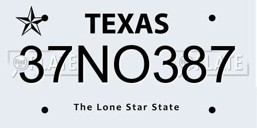37NO387 Texas License Plate