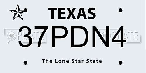 37PDN4 Texas License Plate