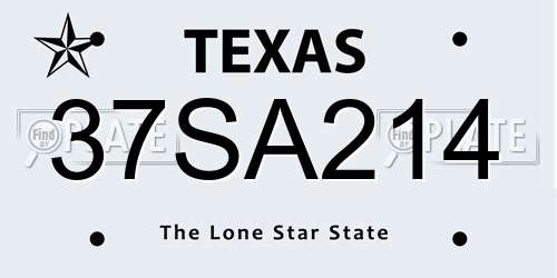 37SA214 Texas License Plate