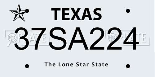 37SA224 Texas License Plate